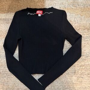 Diesel Black Long Sleeve Ribbed Tee